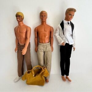 Vintage Mattel Set of 3 Ken 1968 Tan-Groom 2010 Suit Outfit Ken Brown Pant